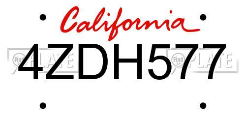 4ZDH577 California License Plate