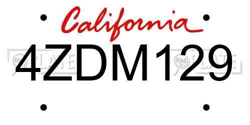 4ZDM129 California License Plate