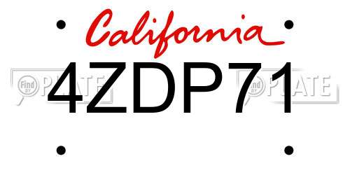 4ZDP71 California License Plate