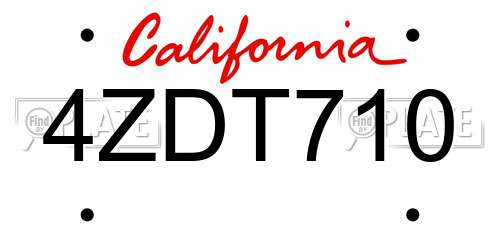 4ZDT710 California License Plate