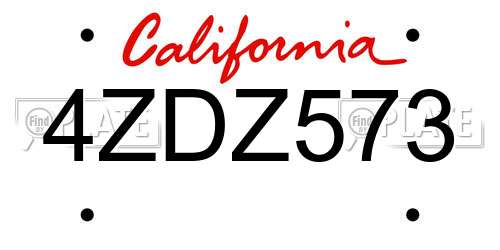 4ZDZ573 California License Plate