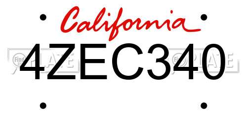 4ZEC340 California License Plate