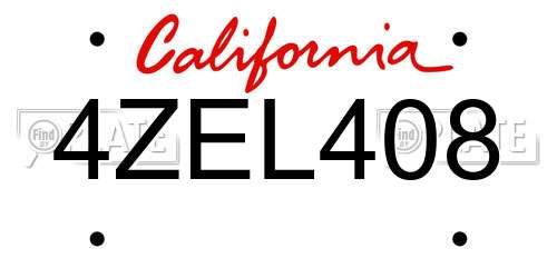 4ZEL408 California License Plate
