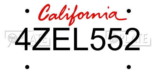 4ZEL552 California License Plate