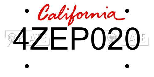 4ZEP020 California License Plate