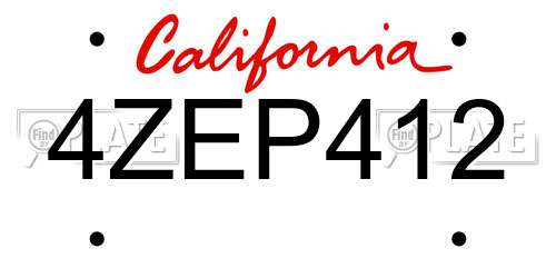 4ZEP412 California License Plate