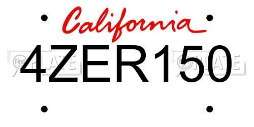 4ZER150 California License Plate