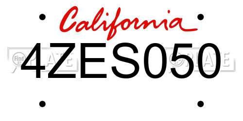 4ZES050 California License Plate