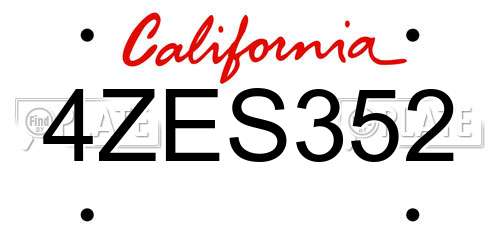 4ZES352 California License Plate