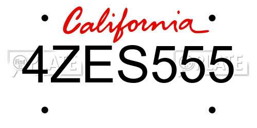 4ZES555 California License Plate