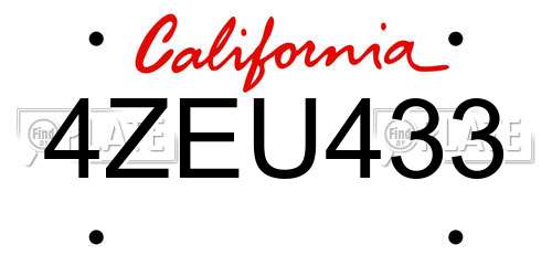 4ZEU433 California License Plate