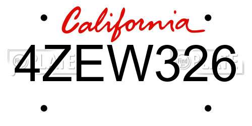 4ZEW326 California License Plate