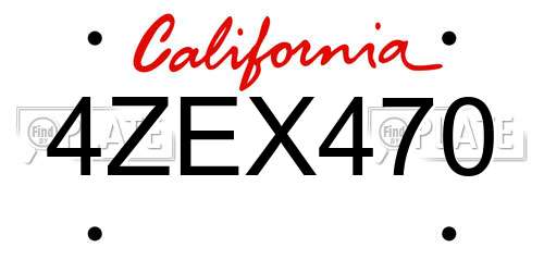 4ZEX470 California License Plate