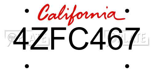4ZFC467 California License Plate