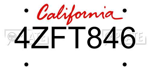 4ZFT846 California License Plate