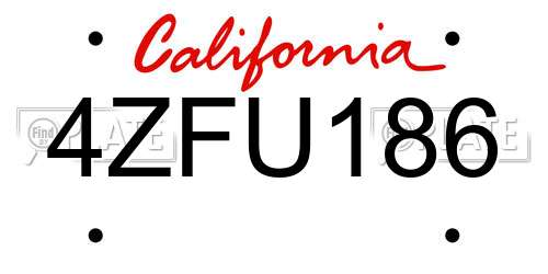 4ZFU186 California License Plate