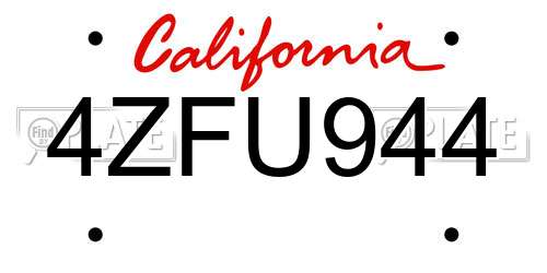 4ZFU944 California License Plate