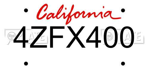 4ZFX400 California License Plate