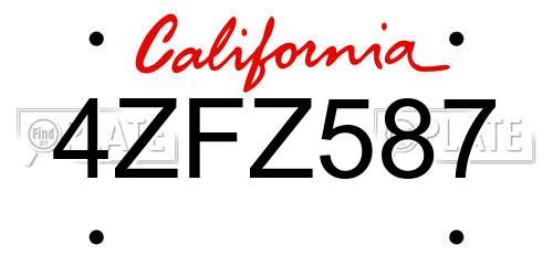 4ZFZ587 California License Plate