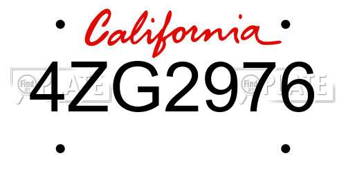 4ZG2976 California License Plate