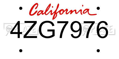 4ZG7976 California License Plate