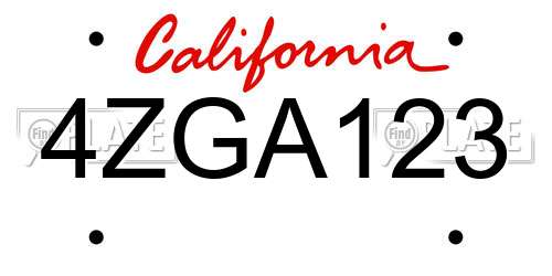 4ZGA123 California License Plate
