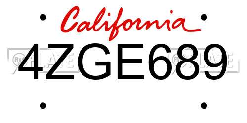 4ZGE689 California License Plate