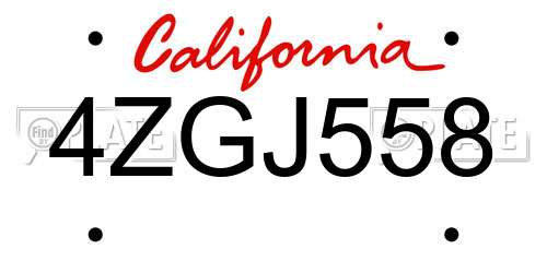 4ZGJ558 California License Plate