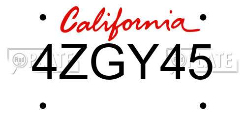 4ZGY45 California License Plate