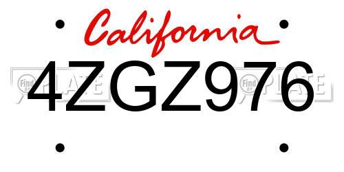 4ZGZ976 California License Plate