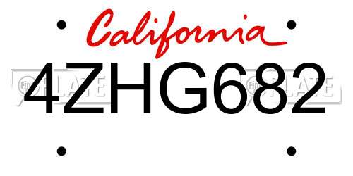 4ZHG682 California License Plate