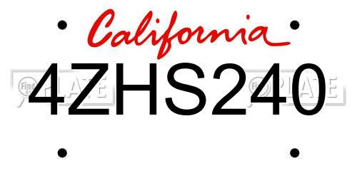 4ZHS240 California License Plate