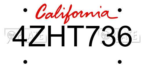4ZHT736 California License Plate