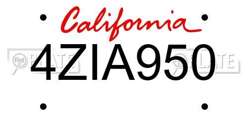 4ZIA950 California License Plate