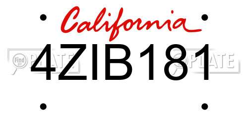 4ZIB181 California License Plate