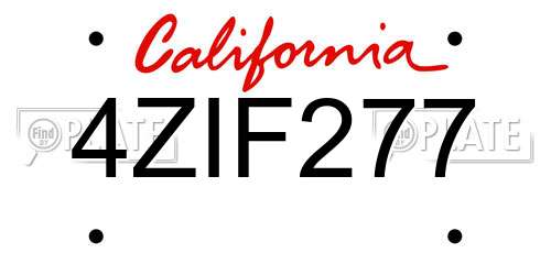 4ZIF277 California License Plate