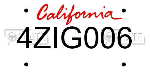 4ZIG006 California License Plate