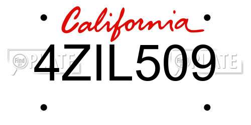4ZIL509 California License Plate