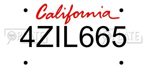 4ZIL665 California License Plate
