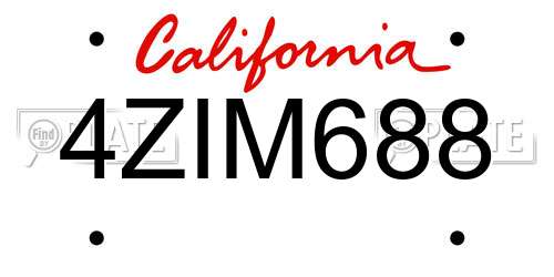 4ZIM688 California License Plate