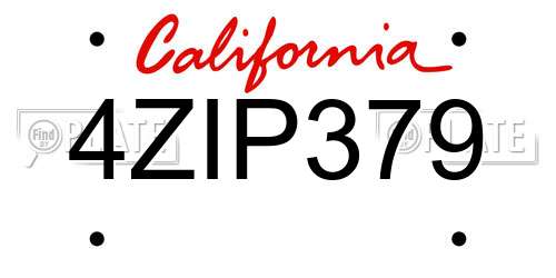 4ZIP379 California License Plate