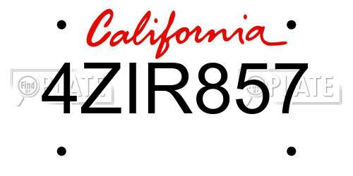 4ZIR857 California License Plate