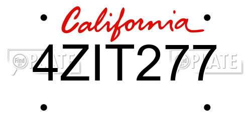 4ZIT277 California License Plate