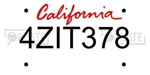 4ZIT378 California License Plate
