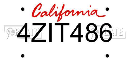 4ZIT486 California License Plate