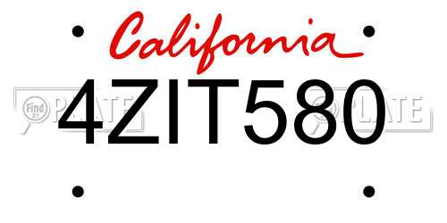4ZIT580 California License Plate