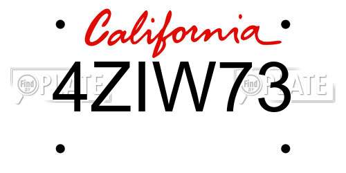 4ZIW73 California License Plate