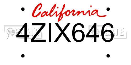 4ZIX646 California License Plate