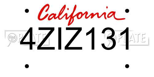 4ZIZ131 California License Plate