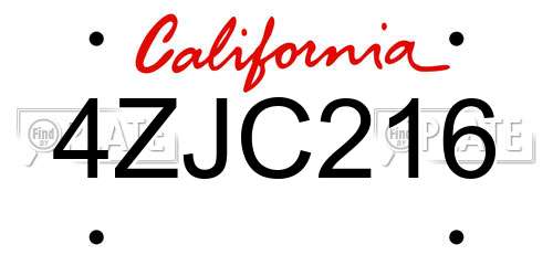 4ZJC216 California License Plate